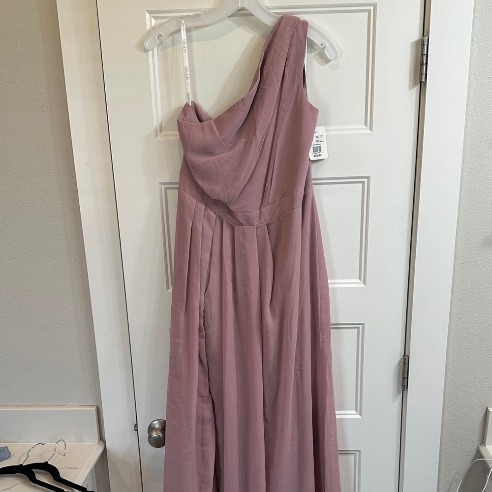 NWT David’s Bridal One-Shoulder Chiffon Mauve Bridesmaid Dress